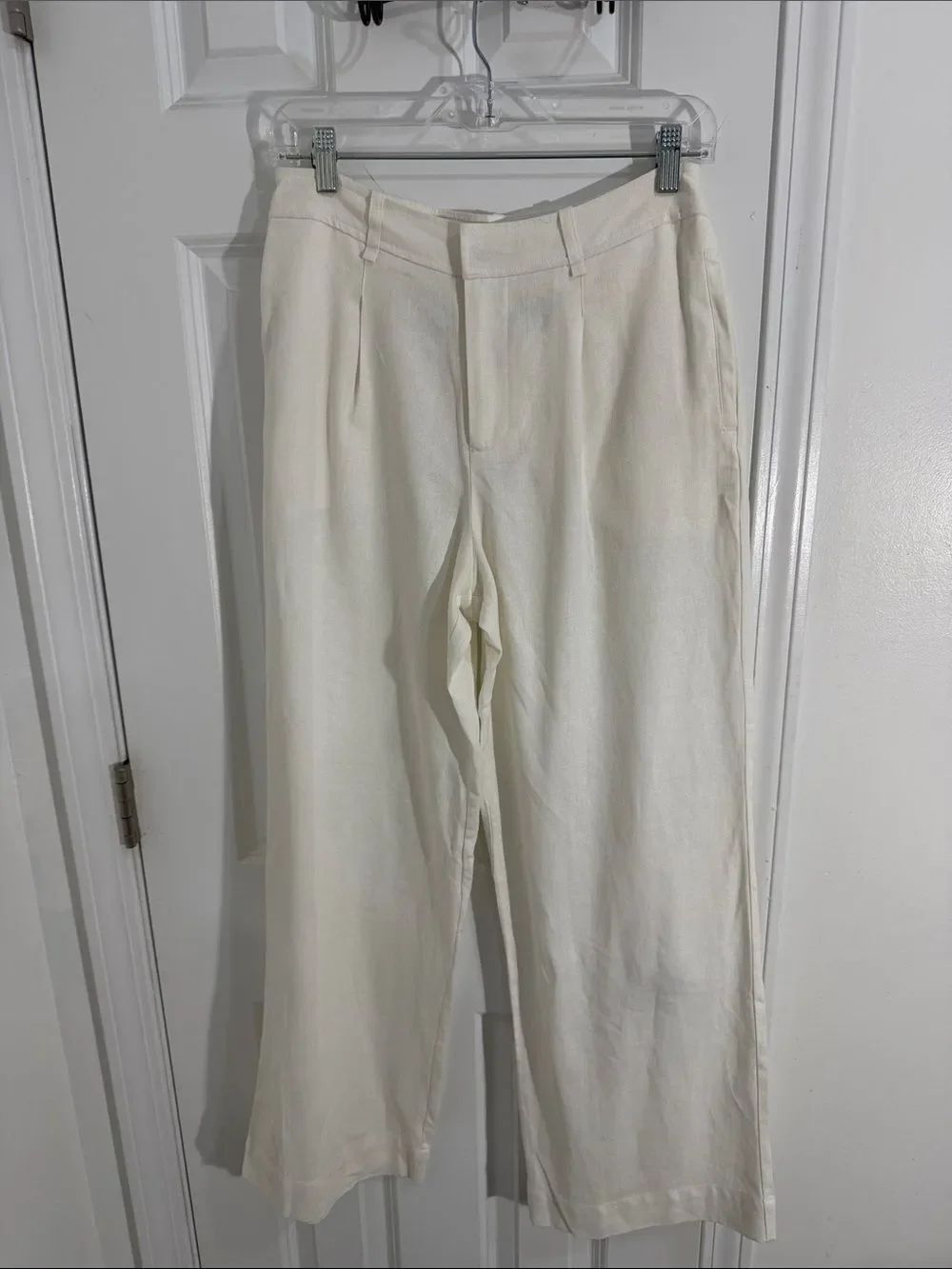 Rae Mode Wide Leg Linen-Blend Pants in Cream Size Small